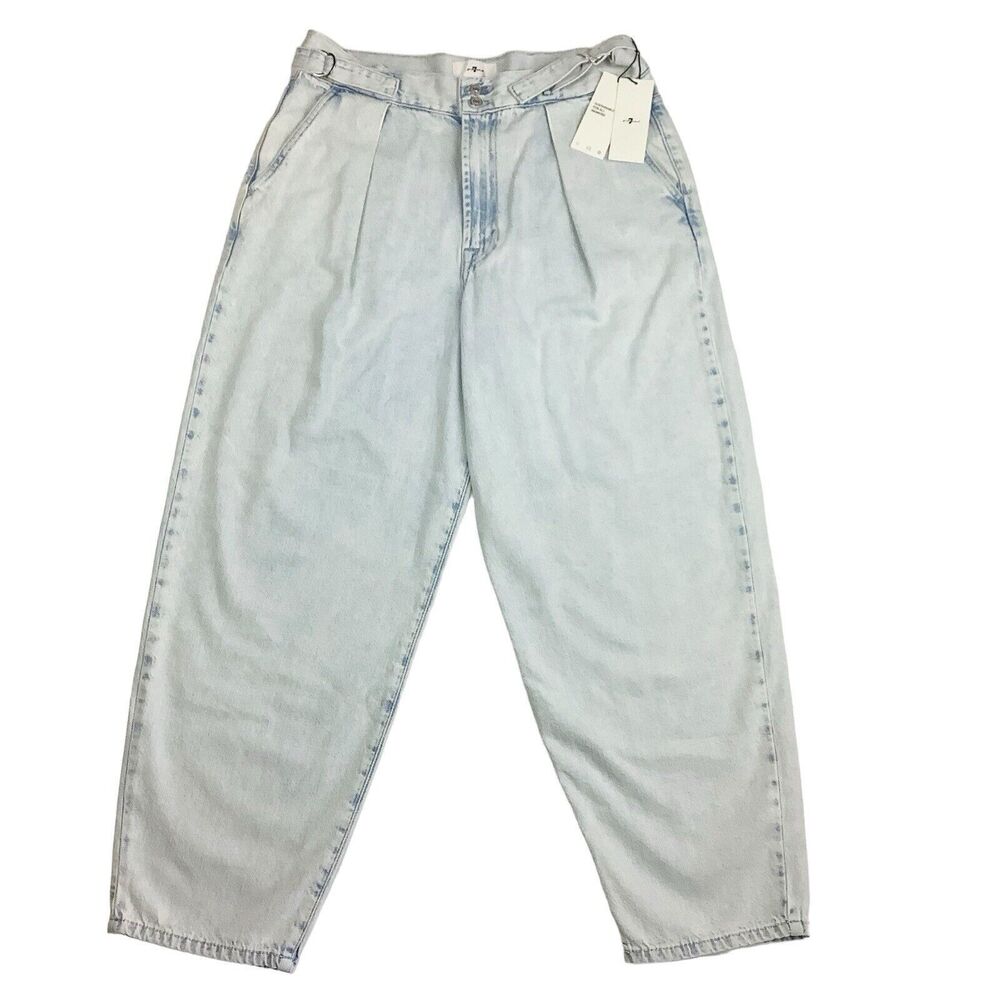 7 For All Mankind Ballon Tab Pant Isadora Jeans Denim High Waist Women's 31